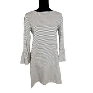 J.CREW BLACK AND WHITE STRIPED‎ BELL SLEEVE COTTON DRESS WOMENS SIZE SMALL